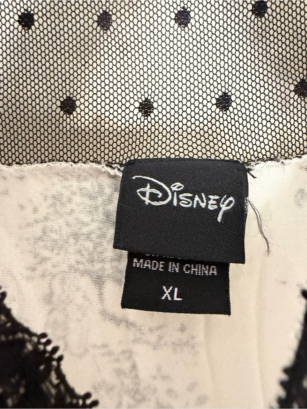 Disney Toile Print Skater Dress XL Black White Castle Mesh Lace - Picture 7 of 8